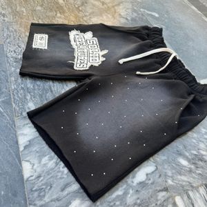 Short de jogging en coton éponge pour homme, style street, avec broderie en strass et décoloration au soleil, vente en gros de shorts de jogging en coton - Product Image 2