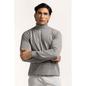 Suéter de Punto con Capucha y Cuello Alto para Hombre, con Estampado Floral, Bordado Floral, Letras Florales, Tejido de Punto, MN-SWT-WS24-142 - Product Image 3