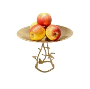 Soporte de diseñador de hojas chapadas en oro de alta calidad Soporte de pastel personalizado de metal de calidad premium Suministros de boda de aspecto atractivo - Product Image 2