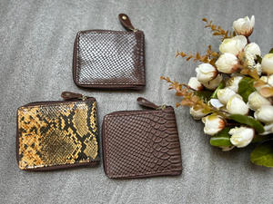 Bolso de mano de piel con estampado Animal para mujer, cartera pequeña de piel auténtica hecha a mano, estilo informal, tarjetero, monedero de cuero - Product Image 6