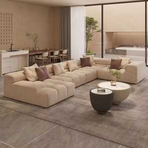 DREAMLIKE estilo minimalista moderno I Shape sofá conjunto muebles sala de estar esquina tela modular sofá conjuntos al por mayor personalizado OEM - Product Image 1