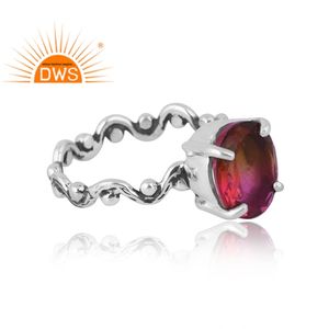 Nuevo diseño elegante plata esterlina Natural Bio Petro turmalina doblete cuarzo anillo de piedras preciosas fabricante de joyería personalizada - Product Image 4