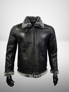 แจ็กเก็ตหนังขนสัตว์สีดำคุณภาพสูง - Product Image 4