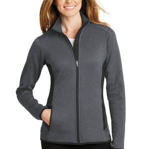 Chaqueta Bomber de Forro Polar con Cierre Completo para Mujer, Color Gris Carbón Oscuro, Manga Larga, Reversible, Acolchada, Invierno, 100% Algodón - Product Image 1