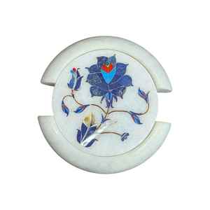 Ensemble de 6 sous-verres en marbre Pietra Dura, sous-verres en pierre incrustée faits à la main en Inde - Product Image 4