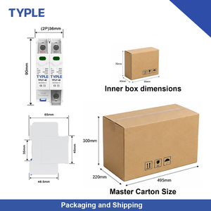 Dispositivo di <span class=keywords><strong>Protezione</strong></span> da Sovratensione TYPLE TPU7-40 DC Tipo 2 2P 500V 600V In20KA Imax40KA per Sistemi Fotovoltaici Solari con Certificazione CE - Product Image 5