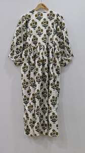 Femmes de haute qualité été élégant robe florale Long bloc imprimé coton naturel décontracté Midi Mini lâche Silhouette parole longueur - Product Image 5