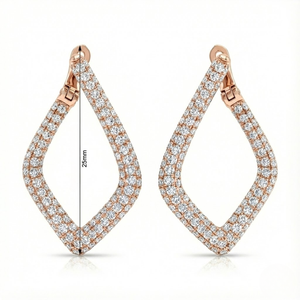 Boucles d'oreilles créoles en or rose massif 18 carats avec diamants naturels, fabrication artisanale de haute qualité, personnalisables, pour mariage et soirée - Product Image 4