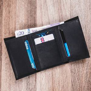 กระเป๋าสตางค์พับสามทบทำด้วยมือหนังม้าบ้าแบบคลาสสิกสำหรับผู้ชายหนังวัวแท้กันขโมยเปิดสั้นวินเทจ LTW-0136ปลอดภัย RFID - Product Image 3