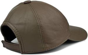 Casquette de baseball en cuir PU unisexe, casquettes classiques ajustables en cuir noir solide blanc pour hommes - Product Image 5