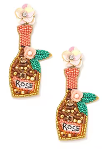 Pendientes de botón bordados con cuentas de semillas en forma de botella, joyería de moda, clásicos para fiesta, hechos a mano para mujeres y niñas, artesanías MD de la India - Product Image 3