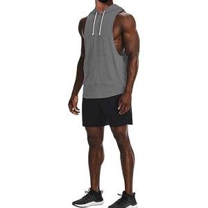 Camiseta sin mangas atlética de gran tamaño para hombre, ropa deportiva de entrenamiento informal curvada para gimnasio, Camiseta deportiva personalizada con capucha muscular, tejido de punto para Fitness - Product Image 3