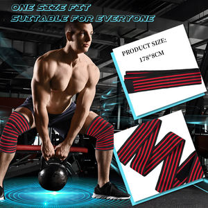 Bretelles en coton Logo personnalisé Fitness Sports Genou Gym Respirant Élastique Compression Haltérophilie Powerlifting Genou Wraps - Product Image 2