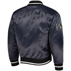 Wholesale Customizable Men's Winter Vintage Satin Hooded Eco-Friendly Varsity <b>Jacket</b> with Front Logo - Product Image 3