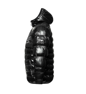 2025 Men's Custom Logo Canvas Quilted Jacket Shiny Puffer Jacker Stand Collar Zipper Closure Casual Winter Bubble Jacket - Product Image 5