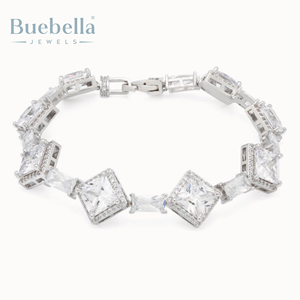 Bracelet Tennis Hip Hop Homme en Or 14K Plaqué Argent Sterling 925 Taille Princesse 14mm Moissanite Clustered BUEBELLA JEWELS Elégant - Product Image 4