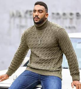 High Quality Customized <b>Men's</b> Oversized-Fit Knitted <b>Shirts</b> Trendy Design Streetwear Turtleneck Sweatshirt 2024 - Product Image 2