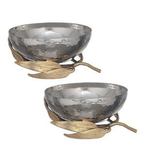 Bol décoratif pour la maison au design antique Bol rond en métal poli de qualité supérieure avec accent de branche de fleur pour mariage ou tout événement - Product Image 5