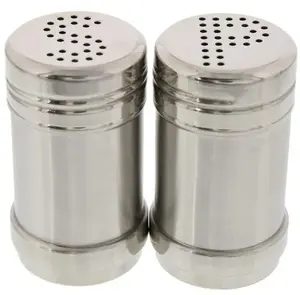 Vente en gros de salière et poivrière ronde en métal en acier inoxydable Outils pour herbes et épices pour la maison et le restaurant - Product Image 1