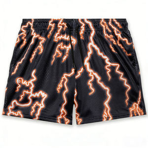 Pantalones Cortos Deportivos con Estampado de Llamas 2025, Cintura Media, Cordón Ajustable, Secado Rápido, Poliéster - Product Image 3