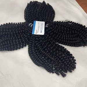 Extensiones de cabello humano crudo negro Natural de 14 pulgadas de tendencia superior, rizo de vapor de alta calidad súper doble dibujado, gran stock disponible ahora - Product Image 5