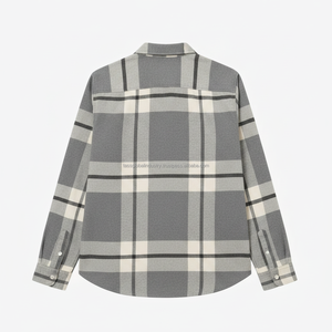 Camisa a Cuadros Gris Moderna para Hombre, Blusa a Cuadros de Manga Larga Informal y Holgada, Camisas Cálidas de Algodón para Otoño e Invierno - Product Image 2