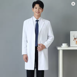 Bata básica blanca personalizable de longitud regular para hombres y mujeres como uniformes de hospital - Product Image 6