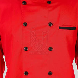 เสื้อเชฟแขนยาวผ้าฝ้ายคุณภาพสูง กระดุมสองแถว ตรวจจับการเสียดสีด้วยเข็ม บริการ OEM สำหรับผู้ชาย ใช้ในร้านอาหาร บาร์ ปรับแต่งได้ - Product Image 5