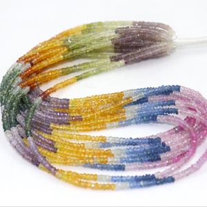Cuentas de Rondelle facetadas de zafiro natural al por mayor cuentas de arcoíris múltiples hebras de 3-3,5mm y 16 pulgadas - Product Image 1