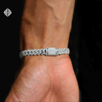 Bracelet de luxe Hip-hop pour femme en argent 925 plaqué or, serti de moissanite, style Cuban Link et chaîne tennis, bijoux de rappeur pour soirée
