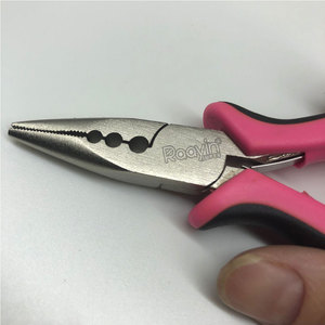 Pinzas para Extensiones de Cabello de Acero Inoxidable con Mango Rosa y Negro, Herramienta para Remover Anillos de Queratina y Extensiones de Cabello - Product Image 6
