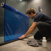 Film de protection PE bleu pour usine, cadre de fenêtre, porte, miroir, adhésif électrostatique, rouleau de protection pour panneau électronique, impression personnalisée OEM