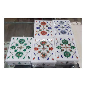 Boîte à bijoux de travail la plus exclusive et la plus belle avec incrustation de marbre de haute qualité avec conception de fleur multicolore pour les cadeaux d'affaires - Product Image 1