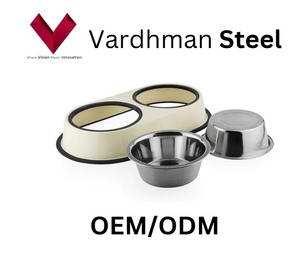 Cuenco para mascotas de comedor doble de acero inoxidable, artículo más vendido del 2025, hecho de SS de alta calidad, con su diseño resistente y base antideslizante - Product Image 5