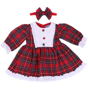 Vestidos para niñas 0-12 Princesa Puff Manga Patrón a cuadros Vestidos de Año Nuevo - Product Image 2