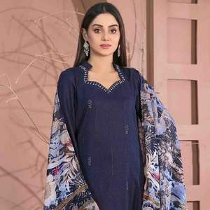 Haute Qualité Dames Salwar Kameez Robes Original En Cuir De Pêche Velours Rayures Châle Dernière Conception pour Adultes Plus Haut En Gros - Product Image 4