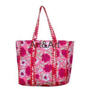 Bolso Tote Pequeño de Algodón Acolchado para Mujer, Ecológico, Sostenible, Resistente, para Compras, Hecho a Mano, Vintage, con Estampado de Bloques, Estilo Boho - Product Image 2