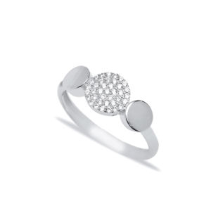 Minimalist Round CZ Wedding <b>Ring</b> Rhodium Plated Handcrafted Dainty 925 Sterling Silver Turkish Jewelry - Product Image 2