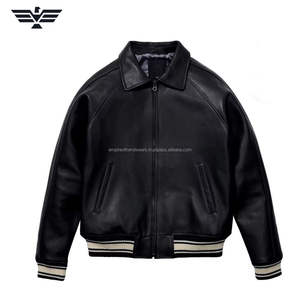 แจ็กเก็ตบอมเบอร์หนังสีขาวของผู้ชายดีไซน์ไม่เหมือนใครเสื้อผ้าแนวสตรีทแบบพรีเมียมมีซิปด้านหน้าติดโลโก้ขนเฟอร์เทียมแนวสตรีท - Product Image 1