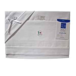 Set di 3 pezzi fogli di puro cotone bianco 100% con tessuto Aida per ricami stile Casual Made in Italy per la mia piccola culla/carrozzina - Product Image 1