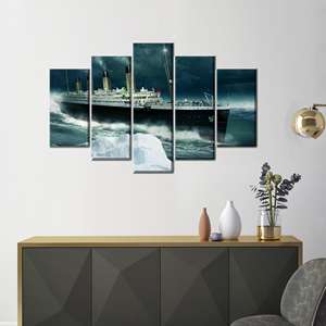 Tableau imprimé sur toile « Paysage du Titanic » pour décoration de maison de bord de mer, lot de 5 pièces : Galerie d'art sur toile tendue - Product Image 1