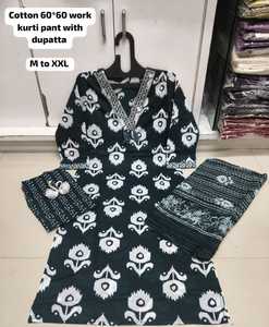 Costumes en coton indien pakistanais pour dames dans de belles couleurs ensemble de costume kurta pakistanais prêt à l'emploi avec du coton pur shifli - Product Image 1