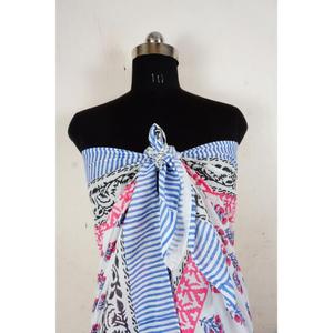 ผ้าเรยอนแฮนด์เมดสำหรับผู้หญิงผ้าโสร่งลายเกาะชายหาดทำจากผ้าโสร่งพร้อมผ้าพันคอพิมพ์ลายดิจิทัลและวาดด้วยมือสำหรับฤดูร้อน - Product Image 4