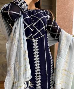 Add a Touch of <b>Punjabi</b> Flair with Our African Headtie Stylish Linen & Silk Ethnic Ensemble with Ruffle Details <b>Wedding</b> Wear - Product Image 4