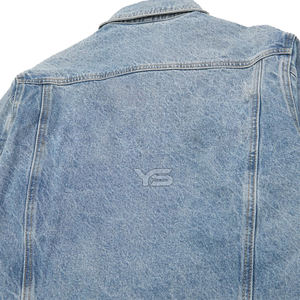 Veste en jean enduite à la mode et décontractée pour hommes, veste en viscose d'automne avec bouton de décoration, impression bouffante, techniques lavées, approvisionnement ODM - Product Image 3