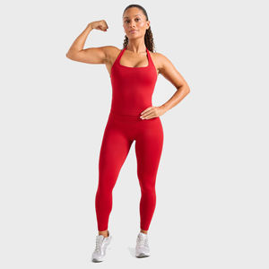 Best Price Customized Women's <b>High</b> Quality Anti-Bacterial Leggings Logo <b>Waist</b> Professional Yoga Wear Solid Red <b>Tights</b> - Product Image 6