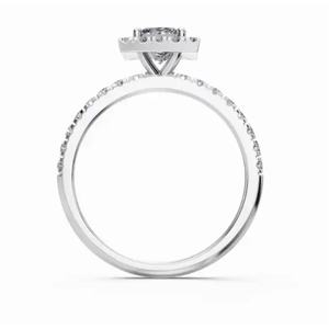 Anillo de Diamante Cultivado en Laboratorio con Halo de Princesa Real en Oro Amarillo, Rosa o Blanco de 9k, 14k o 18k, Elegante Joyería con Corte Princesa y Halo Cuadrado - Product Image 4