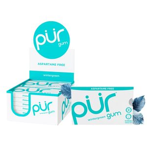 Goma PUR |   Chicle Sin Aspartamo |   100% Xilitol |   Goma de mascar con sabor a Wintergreen natural, 9 piezas (paquete de 12) - Product Image 6