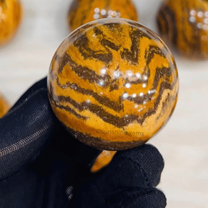 Yellow Petified Wood Crystal Sphere <b>Ball</b> Natural Gemstone Sphere for Healing Meditation and Decor Bulk Supply - Product Image 6