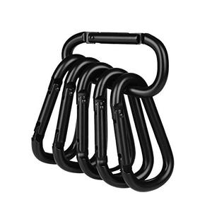 Mosquetón tipo D de aleación de aluminio negro, gancho para acampar al aire libre, escalada, llavero, paquete de 4 - Product Image 1
